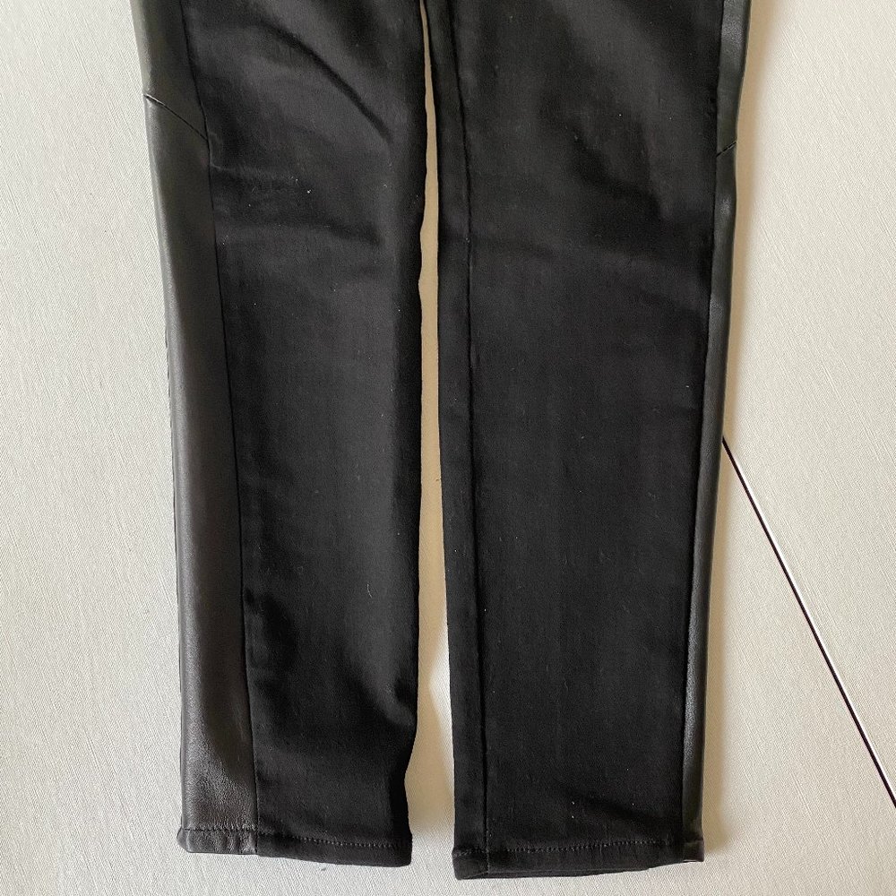 Hudson Jeans Black Denim "Leeloo" Jeans with Leather Stripe Size 27 - Picture 7 of 10